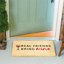 Real Friends Bring Wine Woven Back Coir Mat