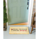 Real Friends Bring Wine Woven Back Coir Mat