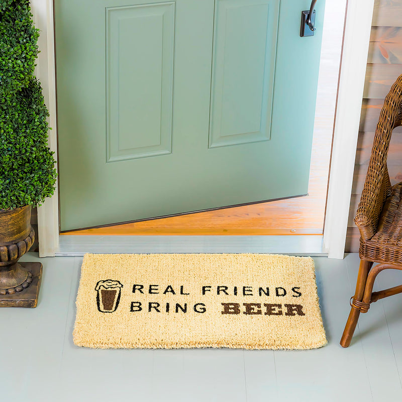 Real Friends Bring Beer Woven Back Coir Mat