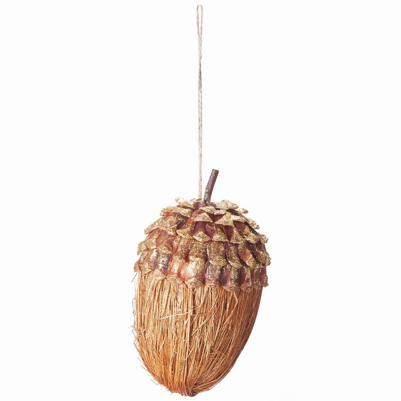 NAPA Home & Garden, GILDED STRAW & PINE CONE ACORN ORNAMENT 7"H,Z4347NGD