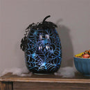 LED Glass Pumpkin, Black,  Spiderweb