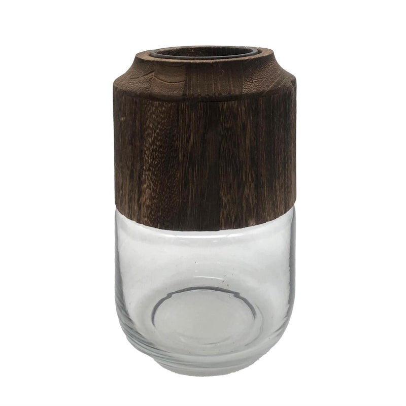 SDS 5.51X9 Glass Vase w dk Wood
