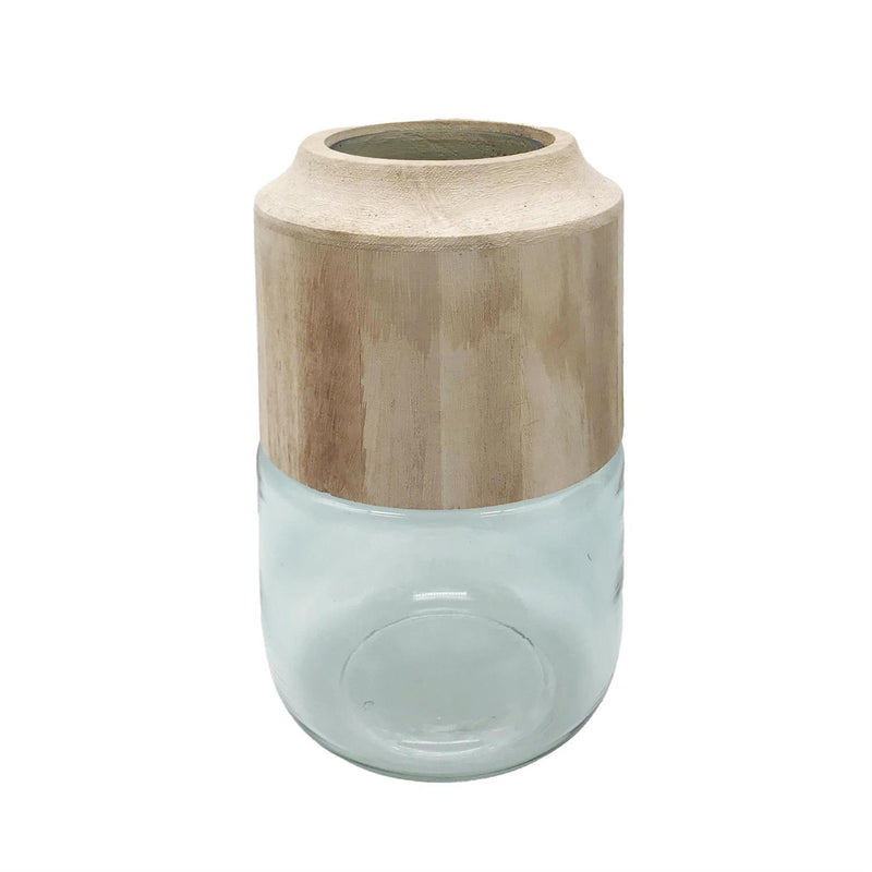 SDS 5.51X9 Glass Vase w Wood