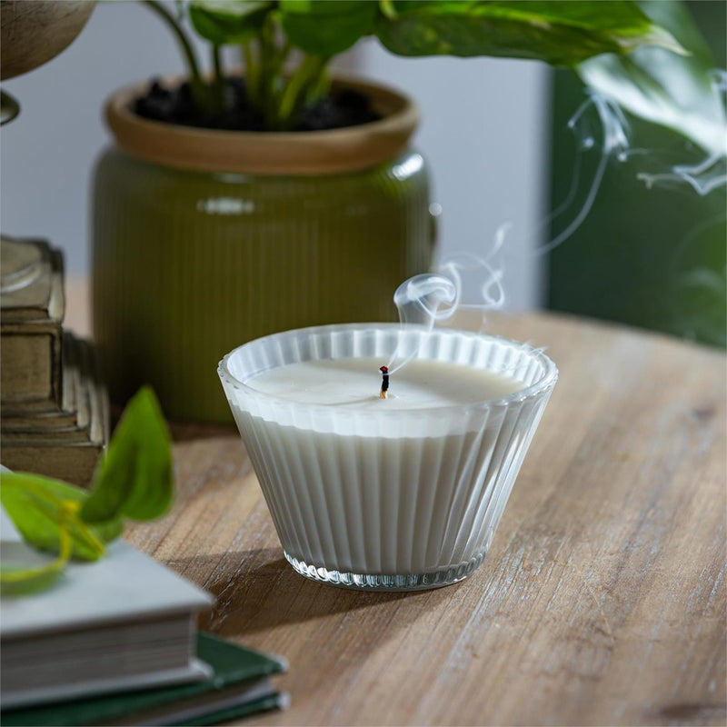 SDS HD 7oz Ribbed Cupcake Glass Candle Bright White