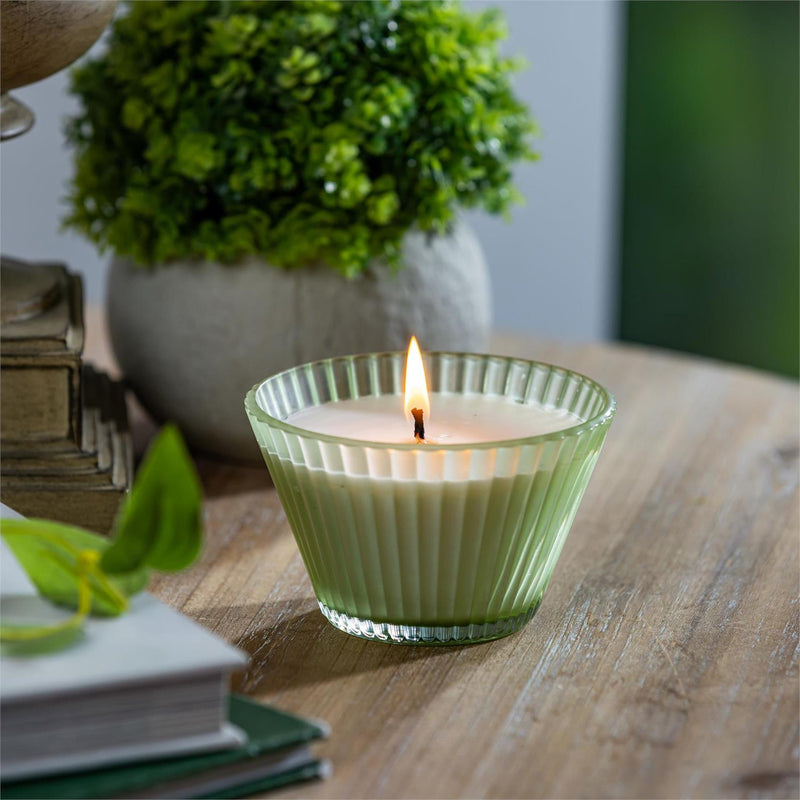 SDS HD 7oz Ribbed Cupcake Glass Candle Smoke Green