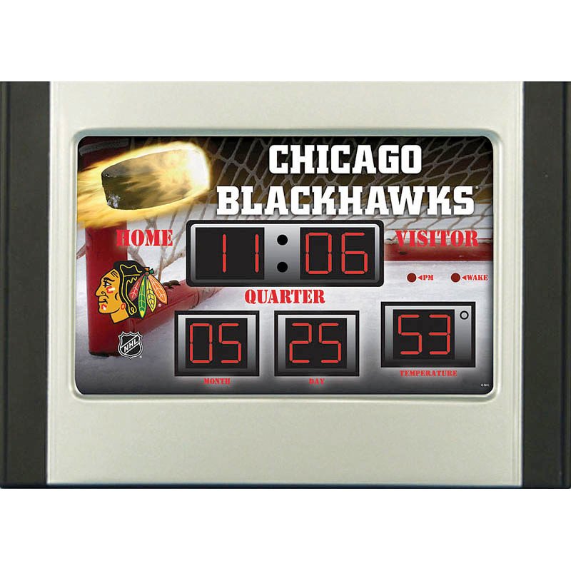 Team Sports America 6.5"x9" Scoreboard Desk Clock(NG) - Chicago Blackhawks, 11'' x 8.5 '' x 5'' inches
