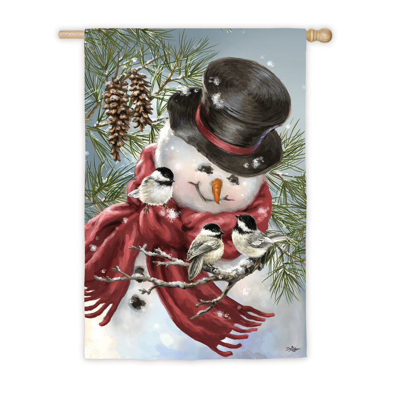 Snowman Snuggles House Satin Flag,13a8176