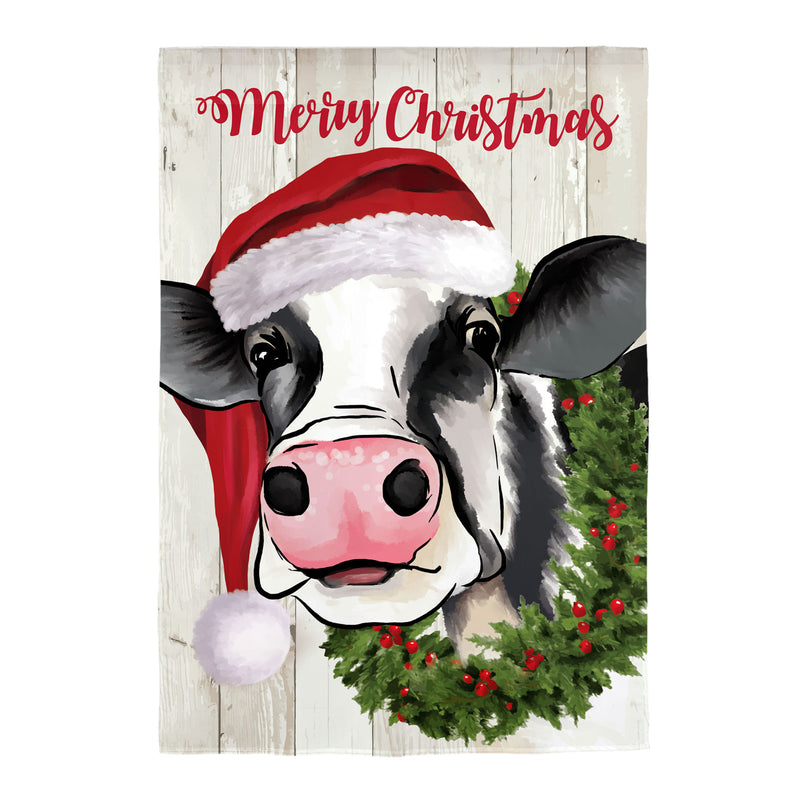 Christmas Cow Burlap House Flag,13b10085