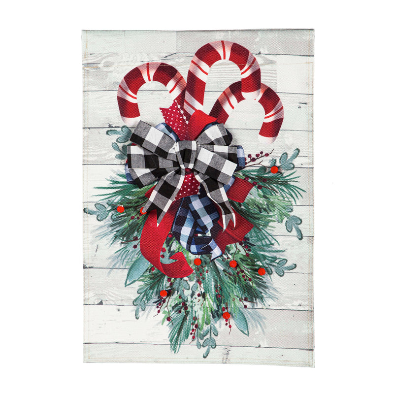 Candy Cane Swag House Burlap Flag,13b10090