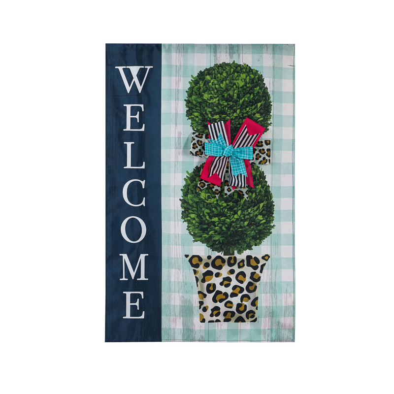 Animal Print Pot Topiary House Burlap Flag,13b10272