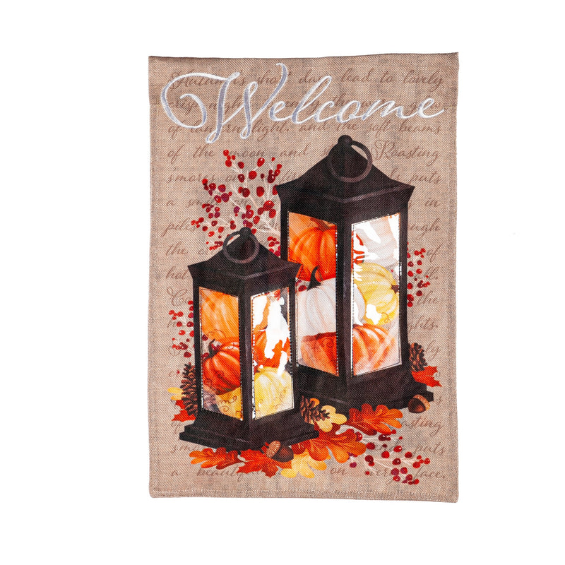 Pumpkin Lanterns House Burlap Flag,13b10501