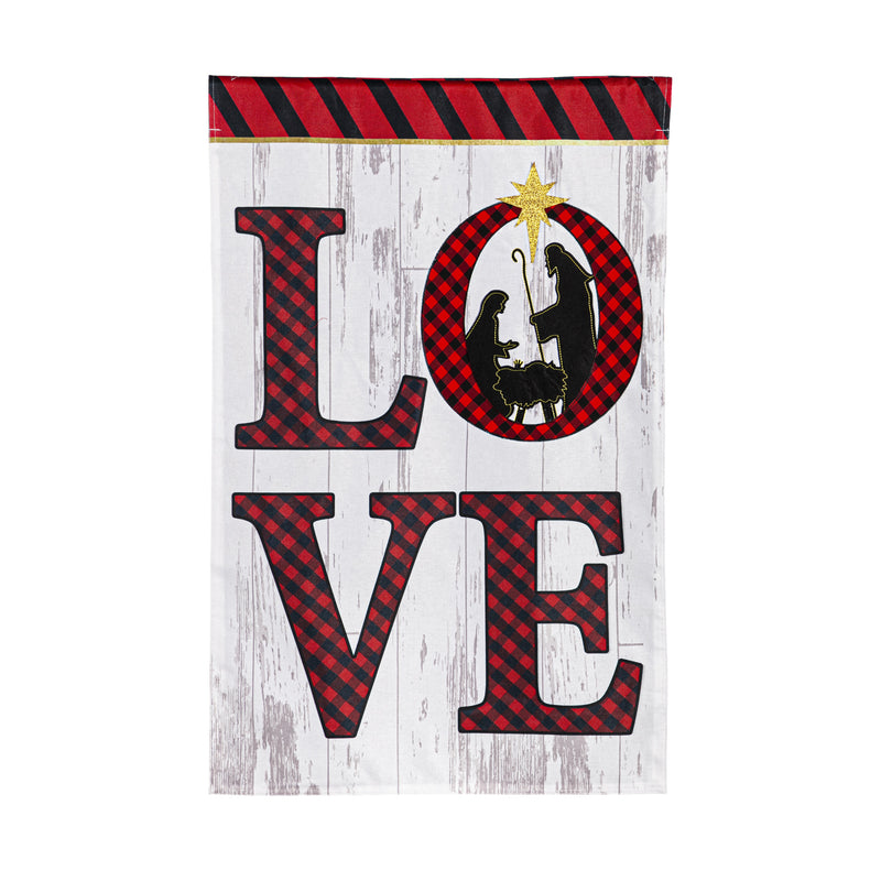 Nativity Love House Burlap Flag,13b10579