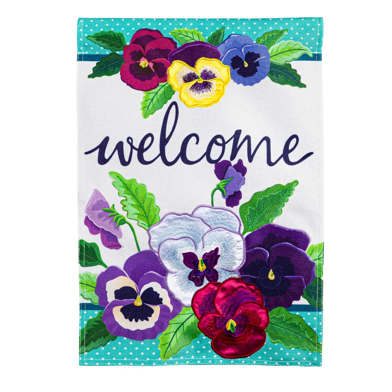 Pansy Garden House Burlap Flag,13b10741