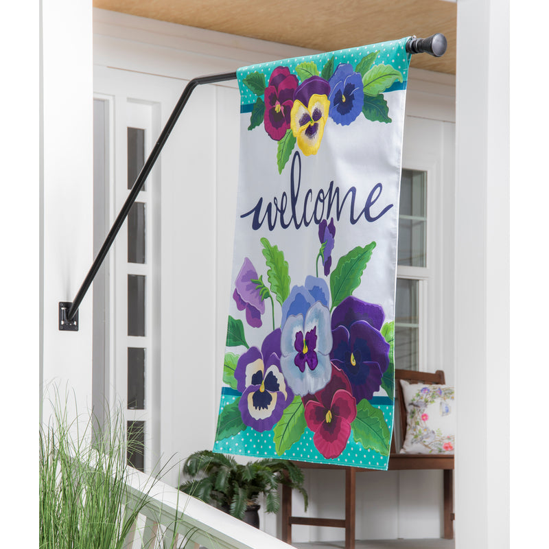 Pansy Garden House Burlap Flag,13b10741