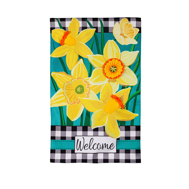 Daffodil Garden House Burlap Flag,13b10742