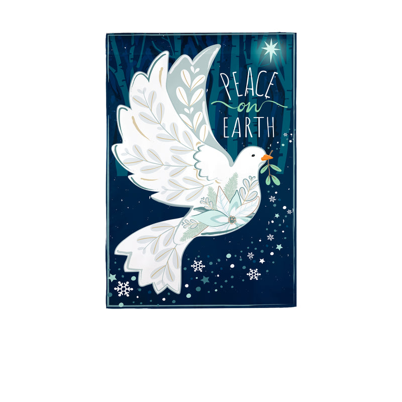 Peace on Earth Dove Burlap House Flag,13b11246