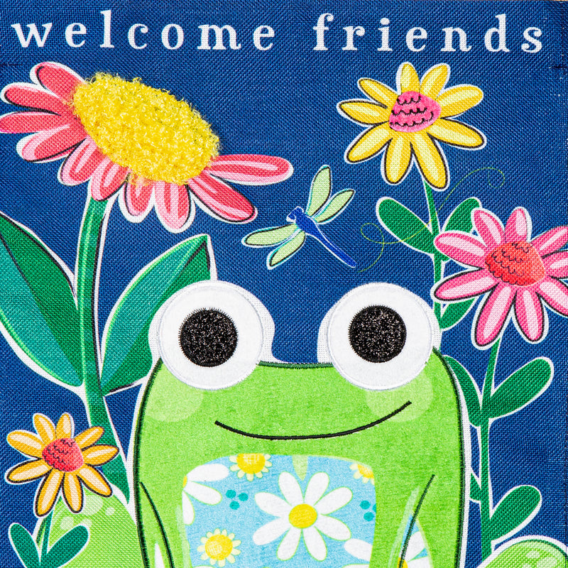 Welcome Friends Frog  Burlap House Flag,13b11753