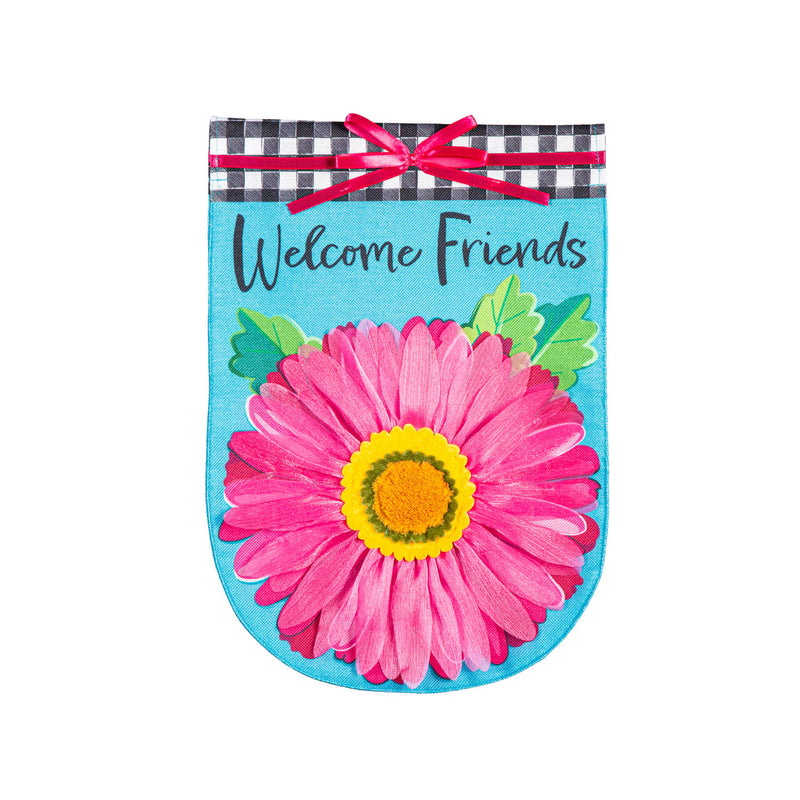 Welcome Friends Daisy Burlap House Flag,13b11783