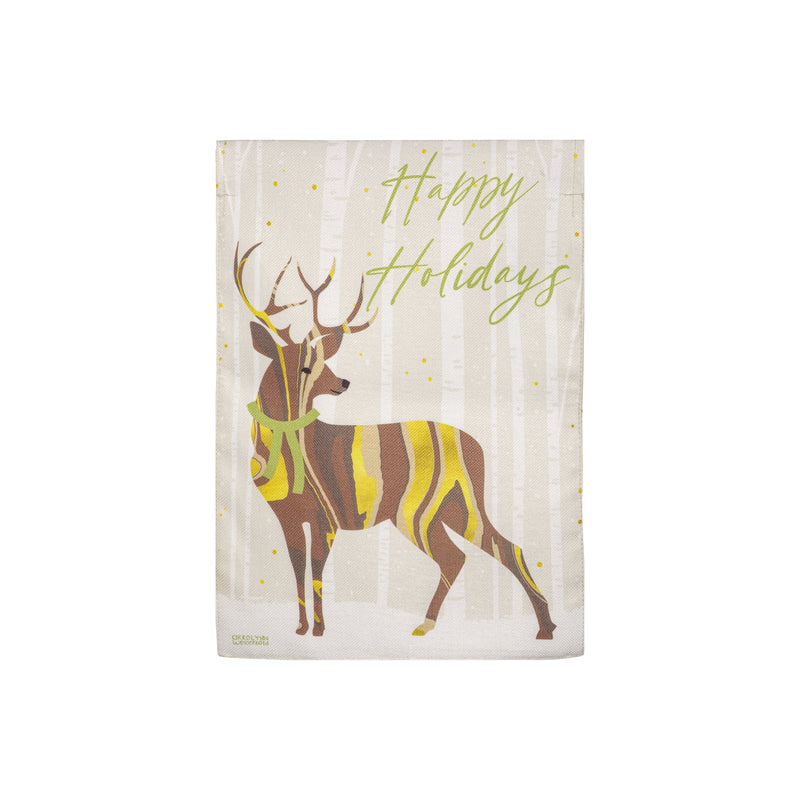 Happy Holidays Deer Burlap House Flag,13b12208