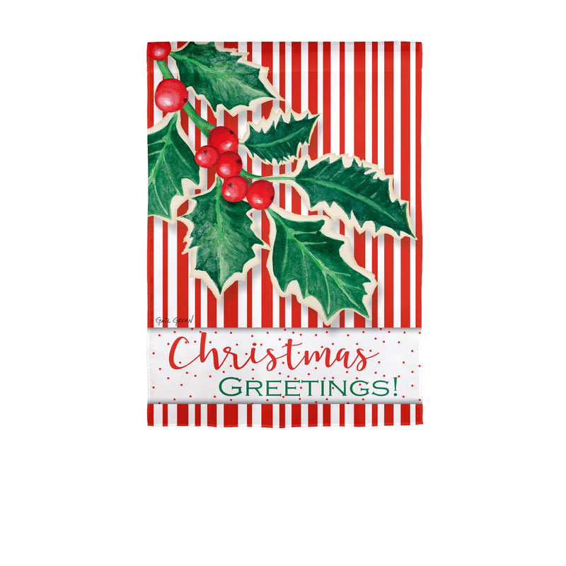 Christmas Greetings Burlap House Flag,13b12223