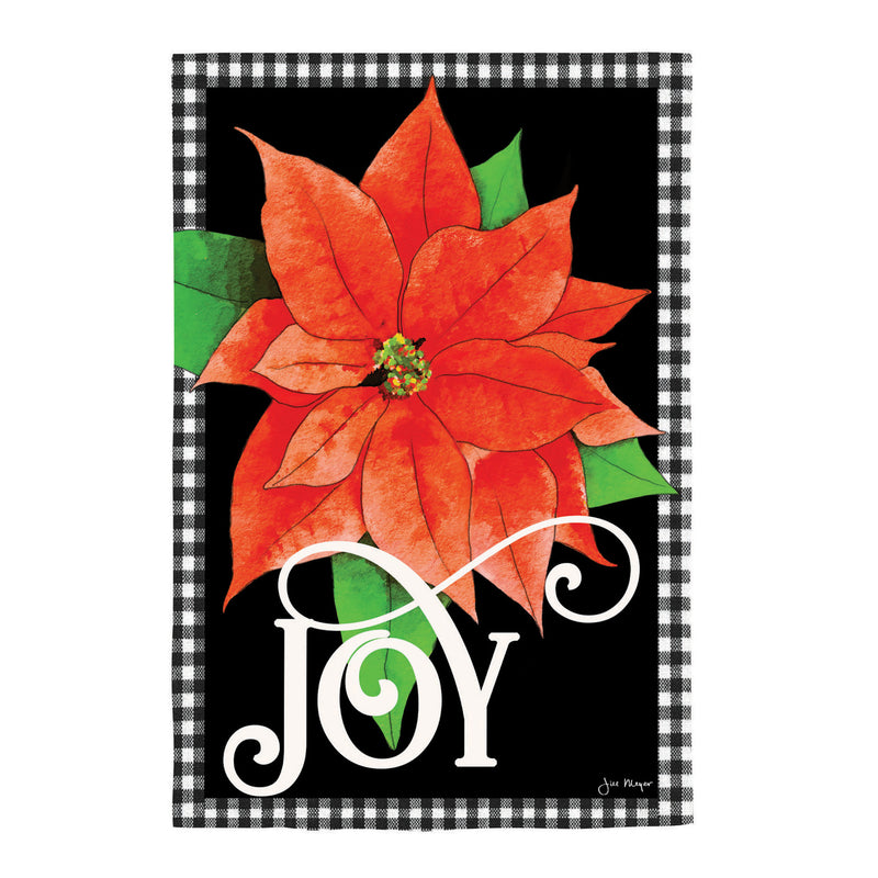 Joy Poinsettia Burlap House Flag,13b12444