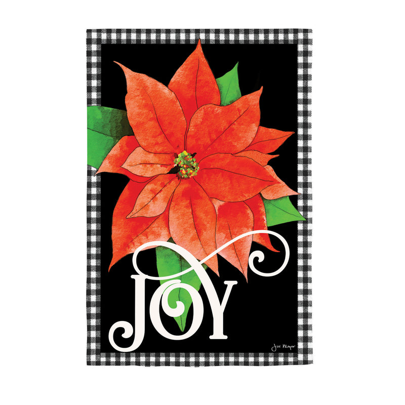 Joy Poinsettia Burlap House Flag,13b12444