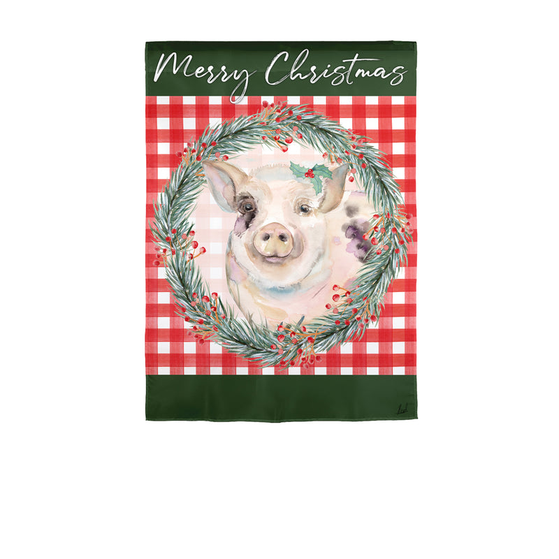 Merry Christmas Pig Burlap House Flag,13b12491