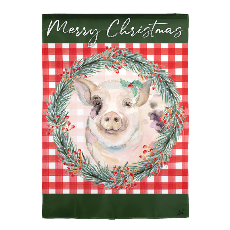 Merry Christmas Pig Burlap House Flag,13b12491