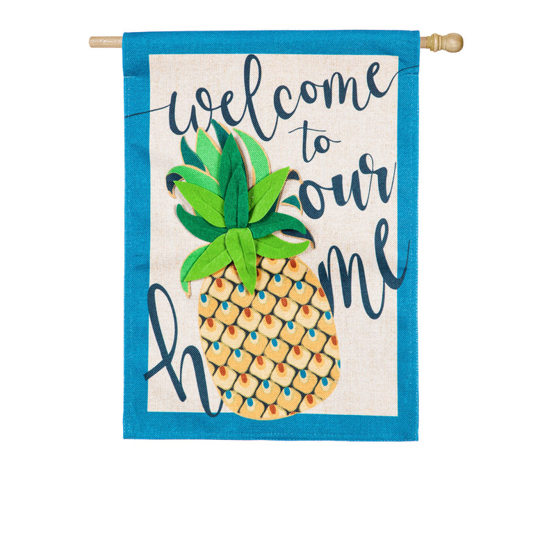 Welcome to Our Home Pineapple House Burlap Flag,13b8523