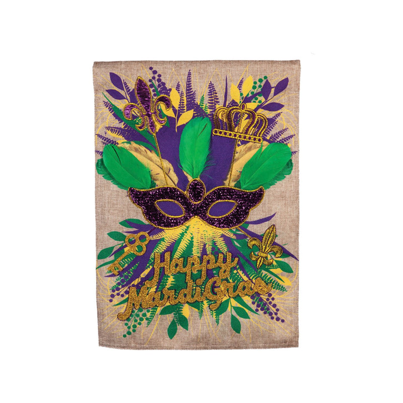 Mardi Gras Swag House Burlap Flag,13b8857bl