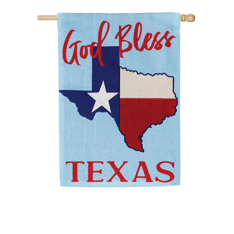 Evergreen Flag,God Bless Texas House Burlap Flag,28x44x0.5 Inches