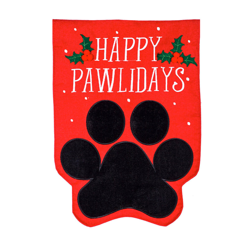 Happy Pawlidays Burlap House Flag,13b9386