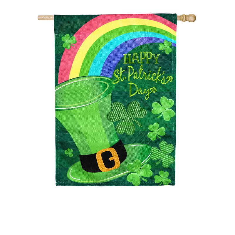 St. Patrick's Day Hat House Burlap Flag,13b9478