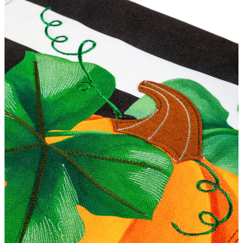 Pumpkin Stripe House Burlap Flag,13b9898