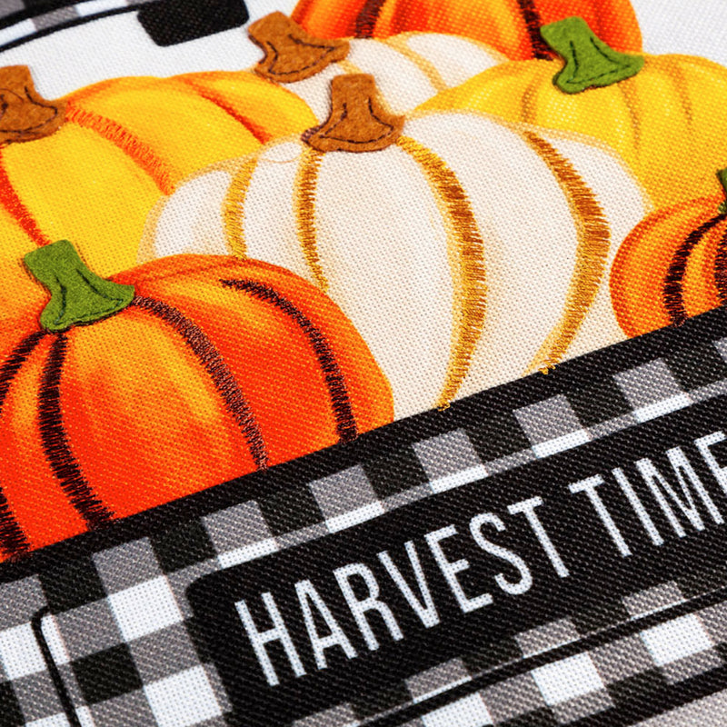 Pumpkin Plaid Truck House Burlap Flag,13b9900