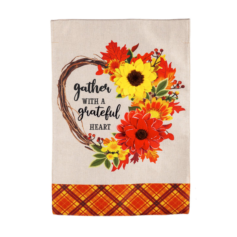 Gather with a Grateful Heart House Burlap Flag, 44"x28"inches