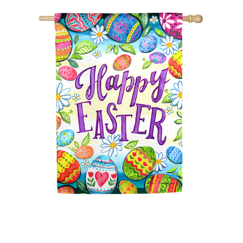 Happy Easter Eggs House Textured Suede Flag,13es9525