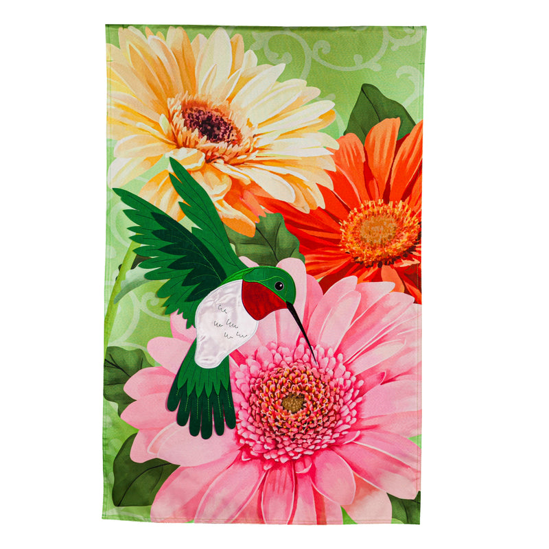 Hummingbird and Daisy Trio House Linen Flag,13l10883