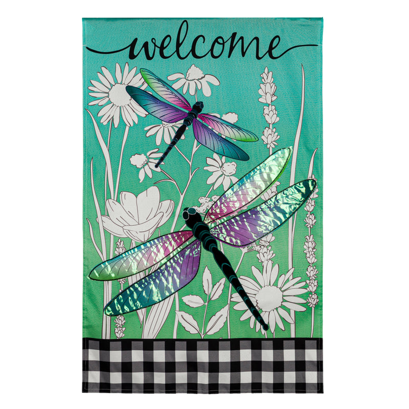 Dragonflies and Wildflowers House Linen Flag,13l10909