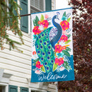 Floral Peacock House Linen Flag,13l10910