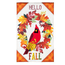 Hello Fall Cardinal Wreath House Linen Flag,13l11063