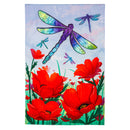 Dragonfly and Poppy Linen House Flag,13l11798