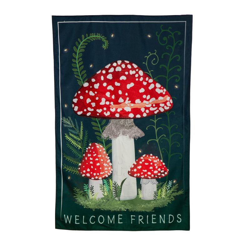 Welcome Friends Mushroom Garden Linen House Flag,13l11876