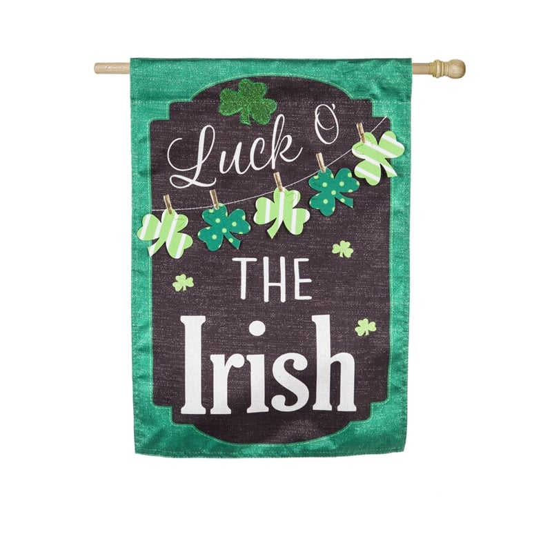 St. Patrick's Day Chalkboard House Linen Flag,13l8366bl