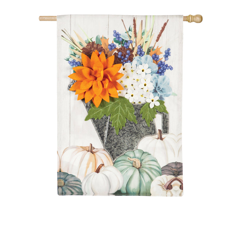 Soft Floral Watering Can House Linen Flag,13l9411bl