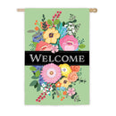 Spring Floral Swag Welcome House Linen Flag,13l9606bl