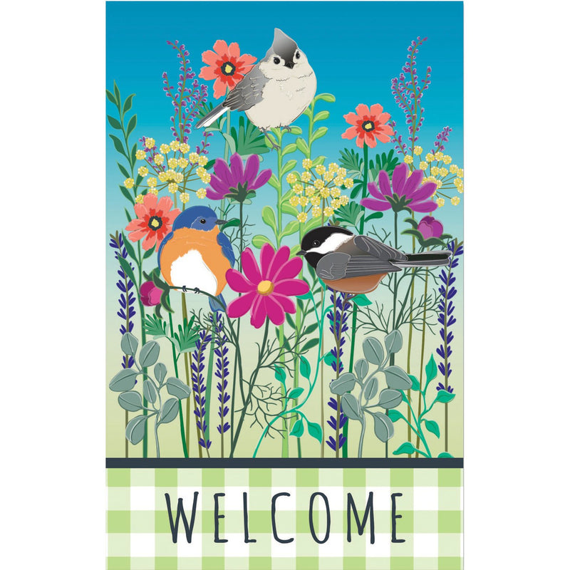 Wild Flowers Welcome House Linen Flag,13l9609