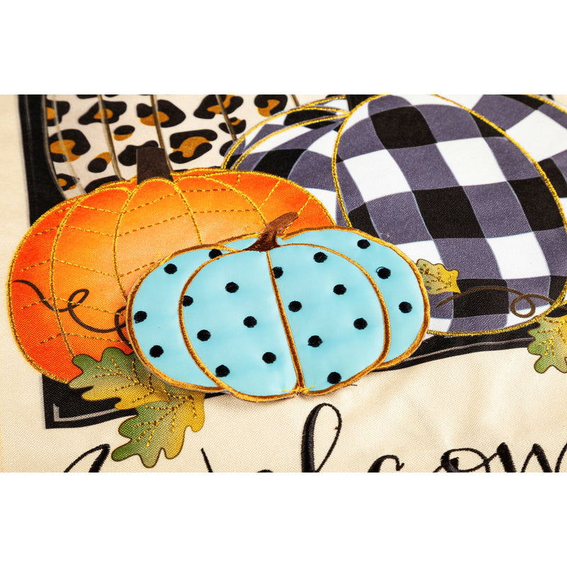 Mixed Print Pumpkins House Linen Flag,13l9902