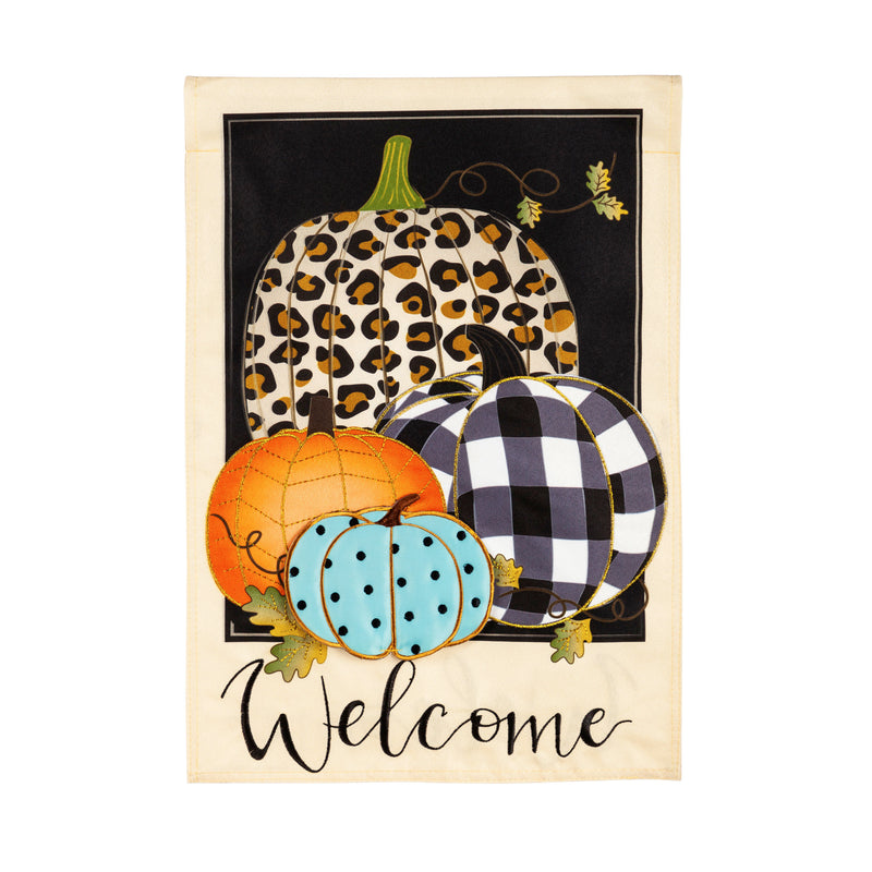 Mixed Print Pumpkins House Linen Flag,13l9902