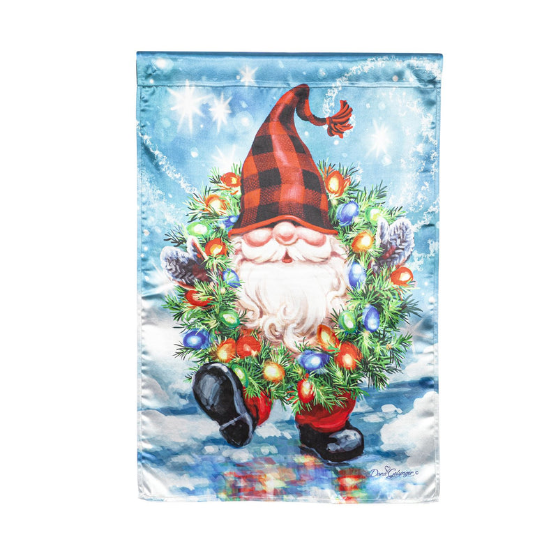 Gnome with a Christmas Wreath House Lustre Flag,13lu10560